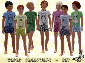 Sims 3 — Zebra Sleepwear by sinful_aussie — Zebra Sleepwear Set For Kids. Comes in lots of bright colours. Recolorable.
