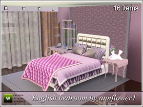 Sims 3 — English bedroom 001 AF by annflower1 — BEDROOM - ENGLAND (in a set of 16 objects: 3 vases with the flowers, a