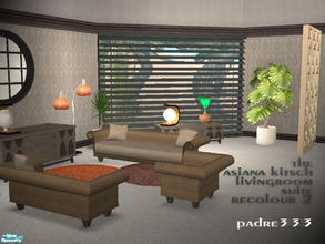 Sims 2 — Asiana Kitsch Recol 03 by Padre — Asiana kitsch in light timbers, medium brown fabrics with orange accents.