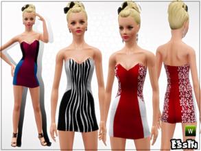 Sims 3 — Color Block Dress-3 Color by ESsiN — *3 Recolorable Parts *Y.Adult-Adult *Formal-Everday