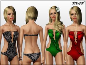 Sims 3 — Ruffle Swimsuit by ESsiN — **Y.Adult-Adult **Swimwear **One Recolorable Part