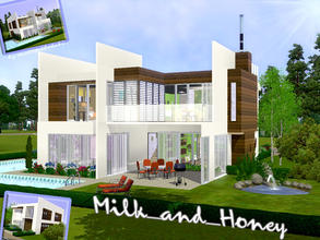Sims 3 — Milk_and_Honey by matomibotaki — Luxury cube style house, with lot of nice extras to enjoy. Entrance, hall, open