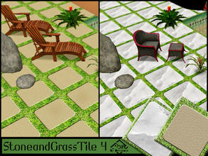 Sims 3 — Stone and Grass Tile 4 by Devirose — Stone rounded corners, dark beige and rough; stone white marble with gray
