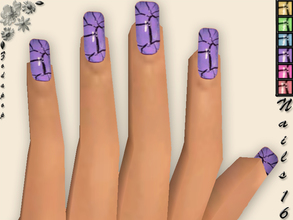 Sims 2 — Nails 16 by zodapop — A set of crackle nails in 6 colors, yellow, green, blue, purple, pink, and fuchsia. 