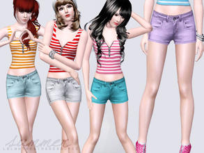 Sims 3 — Summer colorful shorts | by Lolahh162 — RECOLORABLE WITH 3 COLORS MESH BY LIANA