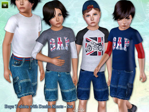 Sims 3 — Boys T - Shirts with Denim Shorts - Set by lillka — This set includes: Two different t - shirts for boys.