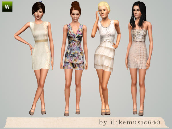 Sims 3 — Whisper by ILikeMusic640 — a set of 4 dresses