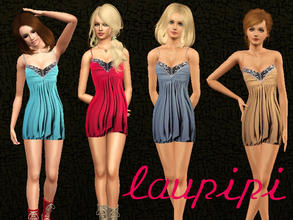 Sims 3 — Embellished Dress by laupipi2 — New recolorable embellished dress.