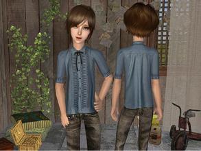 Sims 2 — Grey-Blue Shirt with Jeans for Boys by angelkurama — Grey-blue shirt with jeans for boys