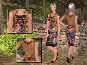 Sims 2 — Summer Dress with Floral Prints for Elder by angelkurama — Dress with floral prints for elder