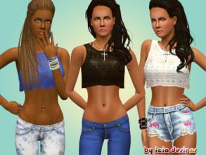 Sims 3 — ~Laced cropped tank~ by Icia23 — Hi! This is a very suitable laced tank. Hand-painted 2 recolorables palettes 3