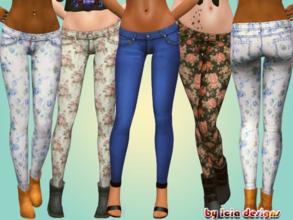 Sims 3 — ~Floral denim jeans~ by Icia23 — New pair of jeans, they have custom flowers prints (pink, light blut and red