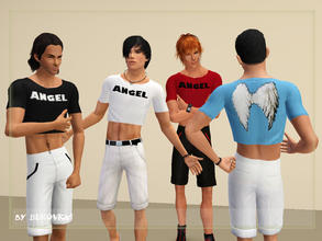 Sims 3 — Top male Angel by bukovka — Top for young and adult men. Two versions of the inscription. Staining of the same