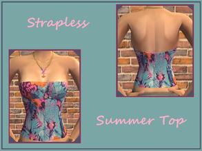 Sims 2 — Summery Strapless Top by Kara_Croft — Pretty top for your Sims. Brightly colored with bright necklace. Slightly