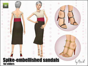 Sims 3 — Spike-embellished sandals for elders by Gosik — Stylish shoes for every trendy female sim! Available for elders.