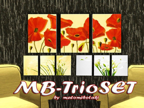 Sims 3 — MB-TrioSET by matomibotaki — 3 new paintings, each with 3 parts , floral designs and new mesh, by matomibotaki.