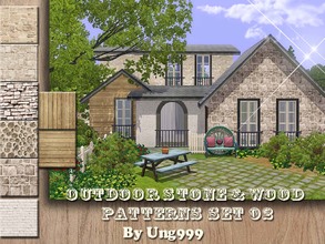 Sims 3 — Outdoor Stone and Wood Patterns Set 02 by ung999 — This patterns set includes 1 brick, 5 stone and 2 wood