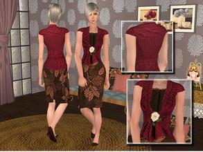 Sims 2 — Dress with Knitted Shawl for Elder by angelkurama — Dress with knitted shawl for elder