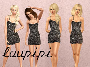 Sims 3 — Black Shiny Dress - not recolorable by laupipi2 — No recolorable black shiny dress. Enjoy. Hairs from: Anubis,