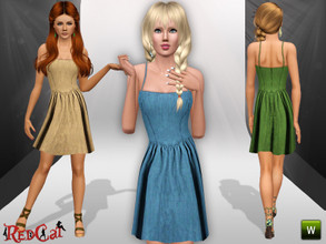Sims 3 — Denim Dress by RedCat — 1 Recolorable Pallet. 3 Styles. Mesh by LianaSims. ~RedCat