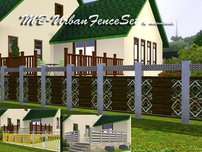 Sims 3 — MB-UrbanFenceSet by matomibotaki — MB-UrbanFenceSet, 3 new fence meshes, each item with 3 recolorable parts, by