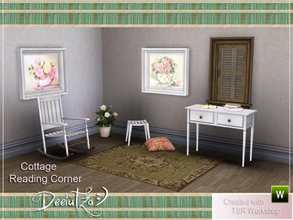 Sims 3 — Cottage Reading Corner by deeiutza — A new set designed into shabby style containing 9 items: rocking chair,