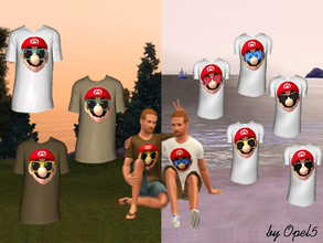 Sims 3 — Mario Summer Shirts by opel5 — This set contains two different Mario Summer Shirts: - Mario Summer Shirt: this