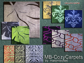 Sims 3 — MB-CozyCarpets by matomibotaki — MB-CozyCarpets, 4x4 large squre rugs, all with 2 recolorable parts, with