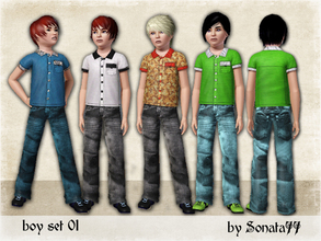 Sims 3 — Sonata77 boy set 01 by Sonata77 — Two items in this set: shirt and bottom. Shirt: two recolorable parts
