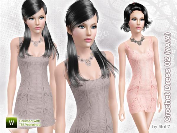 Sims 3 — Crochet Dress 02 with necklace (YA/A) by tifaff72 — Crochet Dress with necklace. Young Adult/Adult.