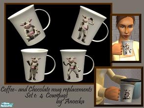 Sims 2 — Coffeemug Replacements - Cowmugs by AnoeskaB — Get rid of the old blocky coffeemugs and give your sims a brand