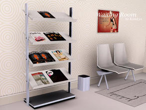 Sims 3 — Waiting Room Magazine Rack by katelys — A magazine rack, holding actual real-life magazines. 2 color palettes.