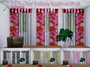 Sims 3 — MB-CurtainsAmberSet by matomibotaki — MB-CurtainsAmberSet, new curtains meshes, each with 3 recolorable areas,