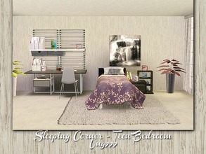Sims 3 — Sleeping Corner - Teen Bedroom by ung999 — This bedroom set includes 16 items: a single bed, 2 blankets, 2 end