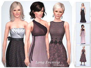 Sims 3 — Long Evening by katelys — 3 new evening dresses for young/adult females. They can be worn as everyday dresses as