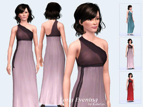 Sims 3 — Long Evening Dress 01 by katelys — New toga-resembling dress with three recolorable palettes.