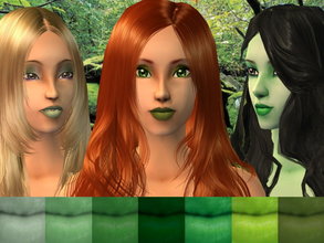 Sims 2 — Zalige\'s Green Lipcolor set by zaligelover2 — 7 green lipcolors. Looks great on aliens.