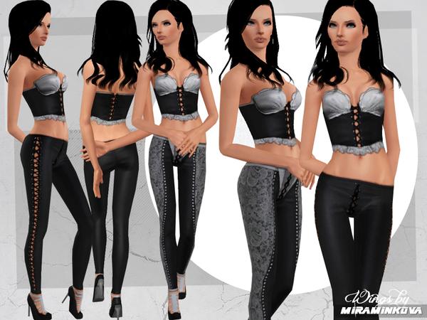 Sims 3 — Born Villain Set by miraminkova — Born Villain Set includes two pairs of unique female leather leggings and a