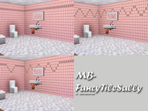 Sims 3 — MB-FancyTileSally by matomibotaki — MB-FancyTileSally, 2 new tile walls, each with 2 recolorable areas and new