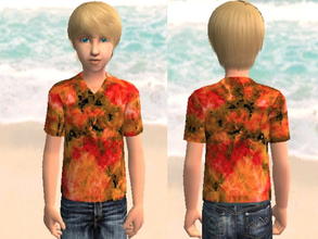 Sims 2 — Tie-Dye Tee set - Fire by zaligelover2 — A tie-dye tee shirt for CM.