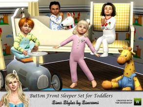 Sims 3 — Button Front Sleeper Set for Todders by simromi — This button front sleeper set decorated with cute appliques