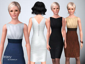 Sims 3 — Witty Dress 02 by katelys — New everyday/formal dress with 3 recolorable palettes.