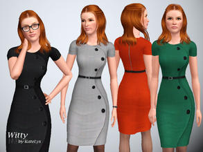 Sims 3 — Witty Dress 03 by katelys — New everyday/formal dress with 3 recolorable palettes.