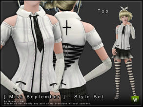 Sims 3 — [ Miss September ] - Top by Screaming_Mustard — Beautiful top, with checkered tie. Lovley puffed sleeves and