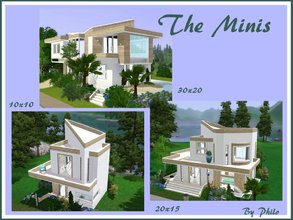 Sims 3 — The Minis by philo — This is a set of 3 modern villas. Built on 10x10, 20x15 and 30x20 lots, they can be