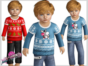 Sims 3 — Pretty boy SET  by Weeky — Set for toddler boys. Sweater with denim pants. Both are recolorable. Custom CAS and