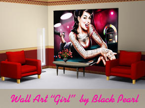 Sims 3 — Wall Art Girl by Black__Pearl — I present to you a new wall art - beautiful brunette with tattoos! I hope you