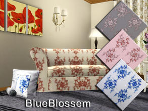 Sims 3 — BlueBlossem by matomibotaki — Floral pattern with 3 recolorable areas, to find under THEME, by matomibotaki.