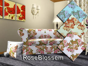 Sims 3 — Roseblossem by matomibotaki — Floral pattern with 3 recolorable areas, to find under THEME, by matomibotaki.