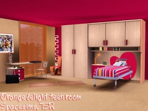 Sims 3 — Orange delight teen room by spacesims — This is a lovely teen room for your kid or teen sims. Its modernisitc